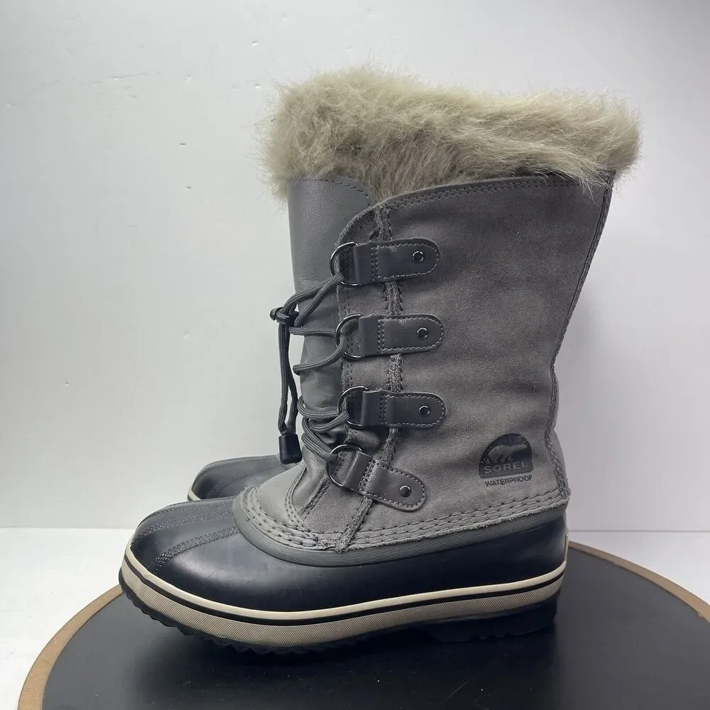 SOREL Joan of Arctic Winter Boots Women Sz 5 Gray Faux‎ Fur Insulated Waterproof